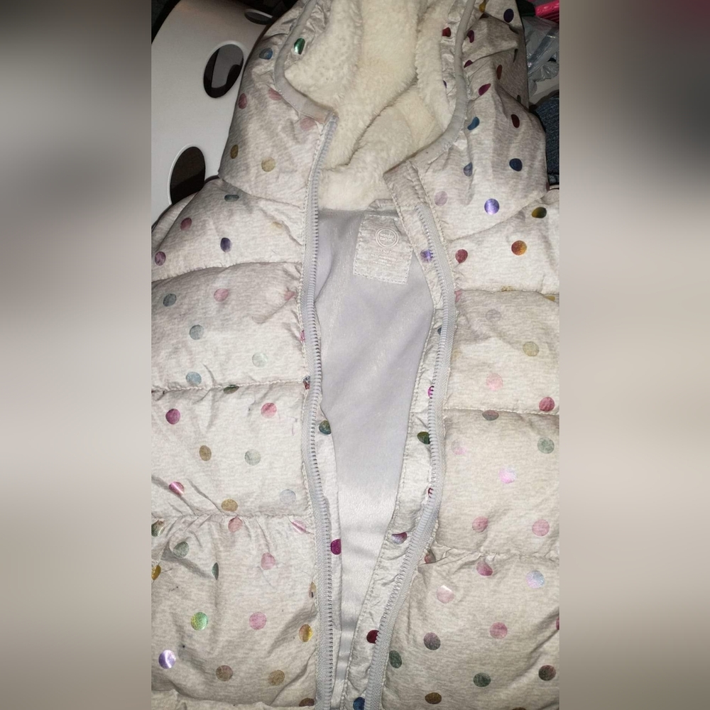 Girls 5T Polka Dotted Puffer Coat